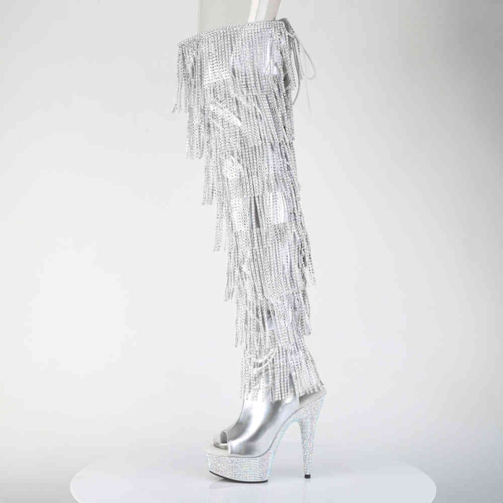 Pleaser - BEJEWELED3017HGRSF Bottes cuissardes à plateforme - Couleur argent Product image